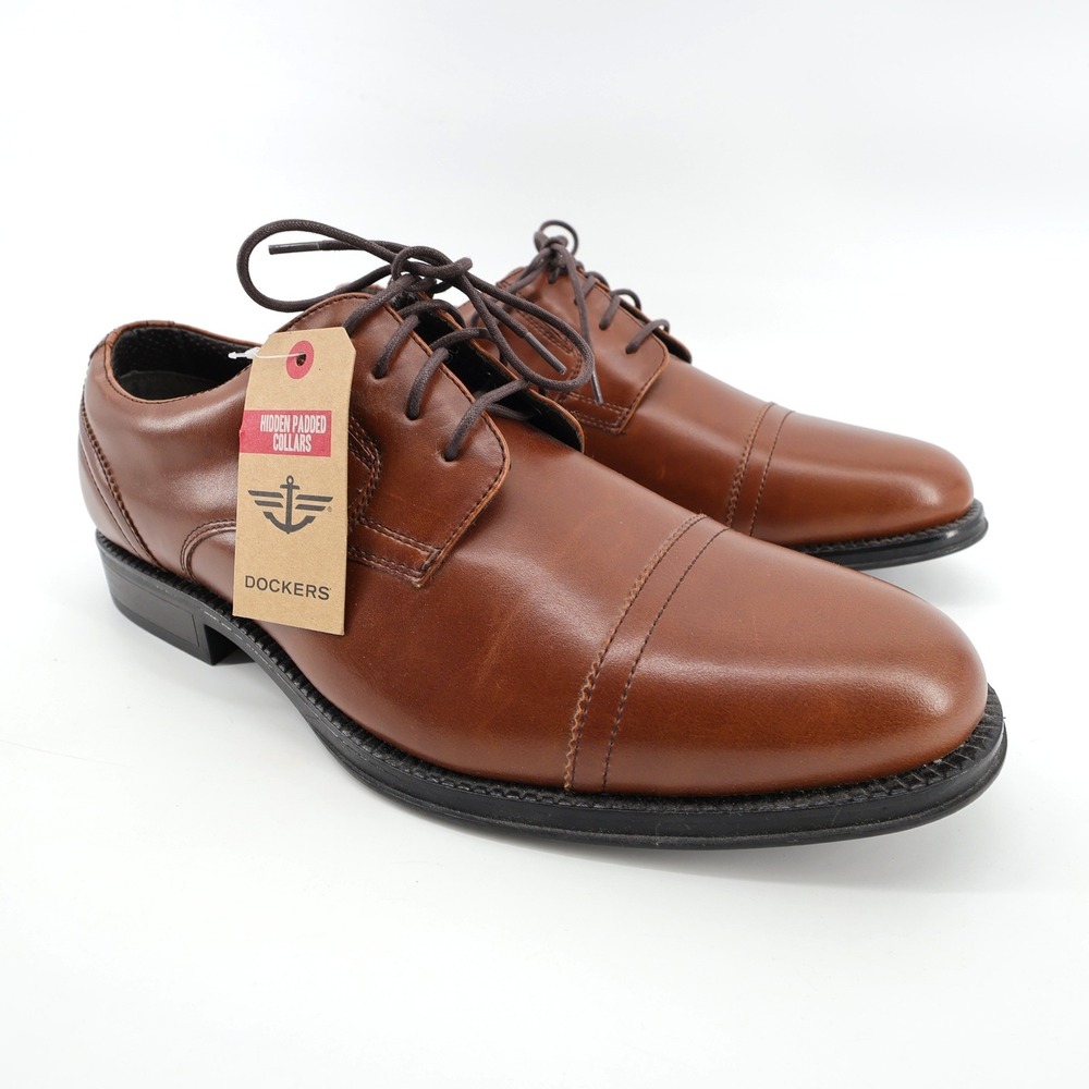 NEW Dockers Gordon Cap Toe Oxford Cognac Brown Dress Shoes Mens 11W 90-36452
